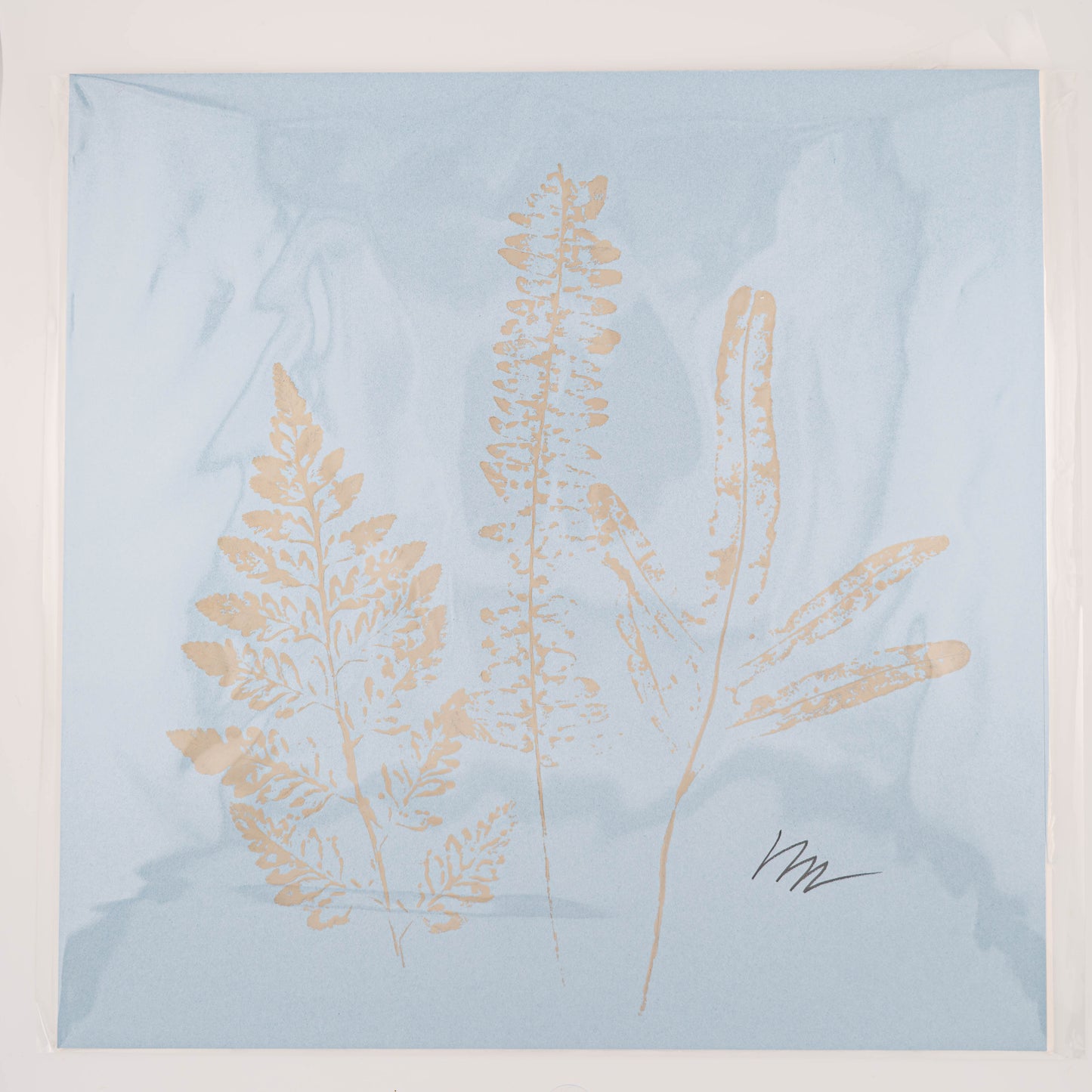 Monochromatic Fern Painting- Light Blue