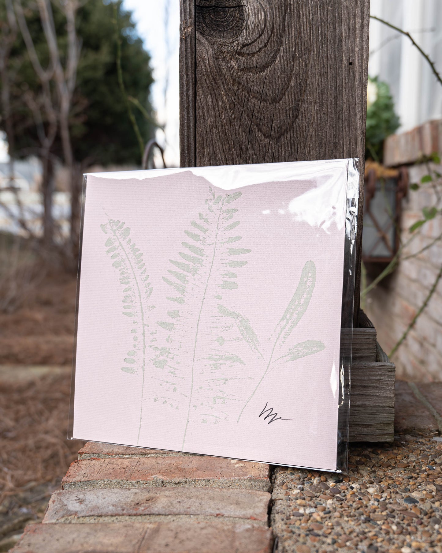Monochromatic Fern Painting- Baby Pink