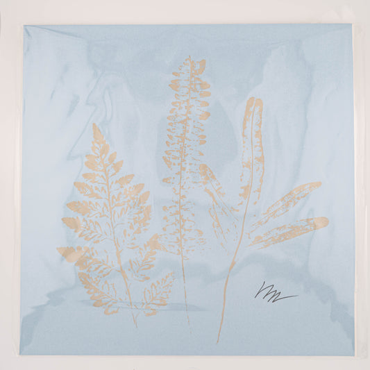 Monochromatic Fern Painting- Light Blue