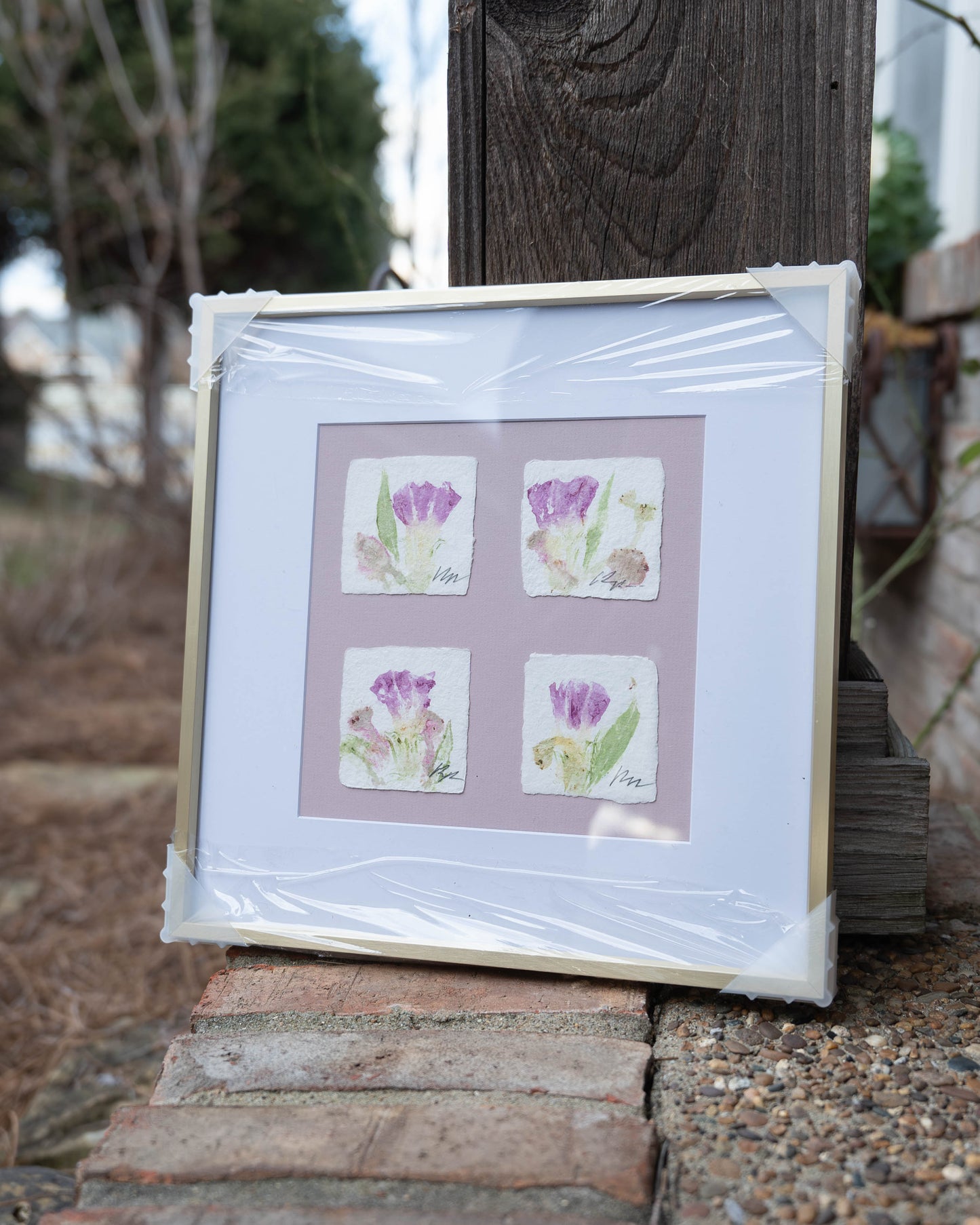 Framed Hammered Morning Glory & Vines